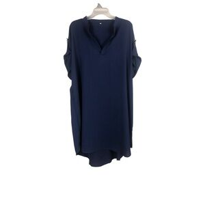 Women’s 4X Blue Sleeveless Boxy Tunic Top